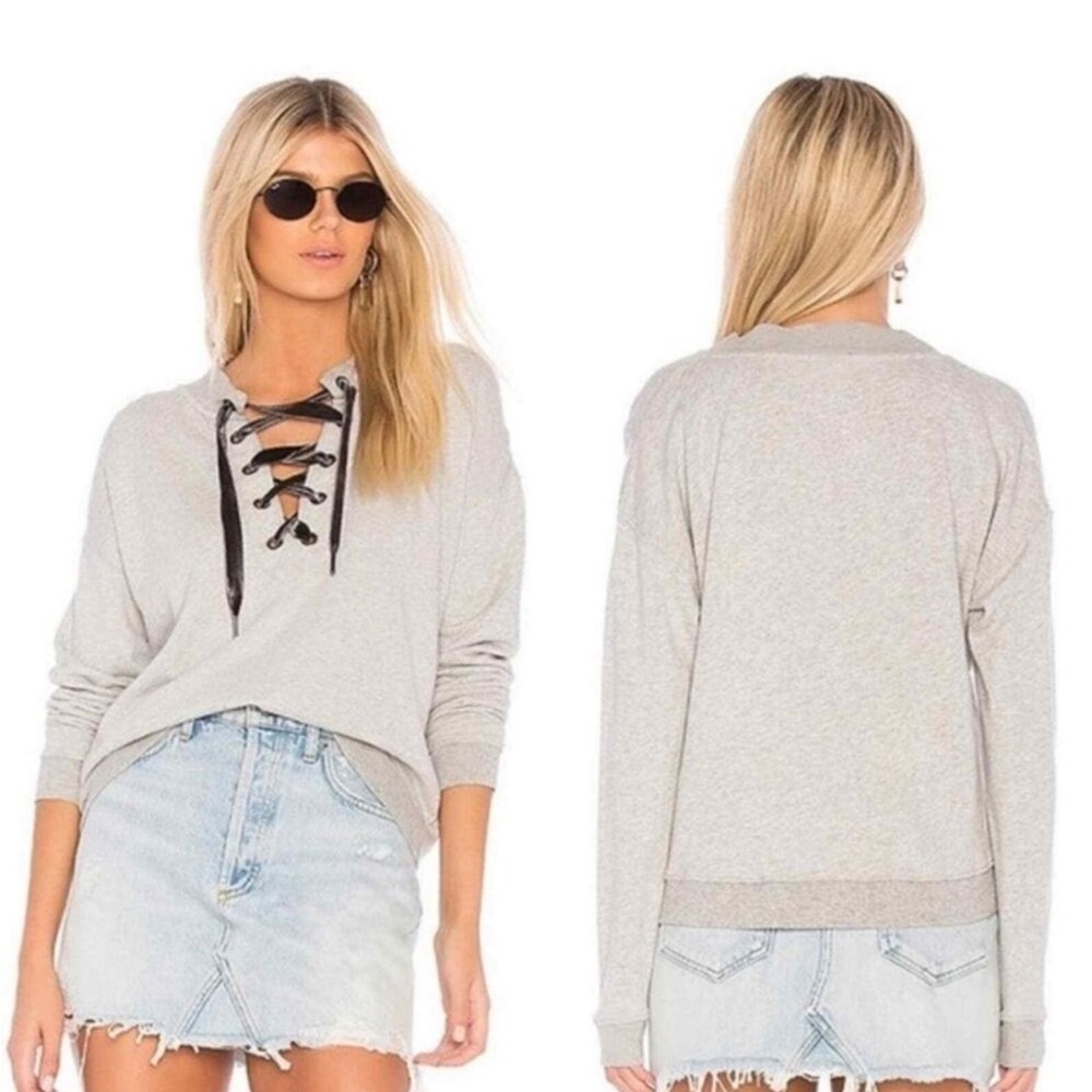 Rails Ryan Pullover Heather Gray Lace-Up Sweater